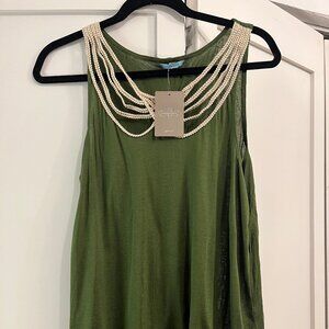 Anthroplogie Liefnotes Green and off-white tank top NWT